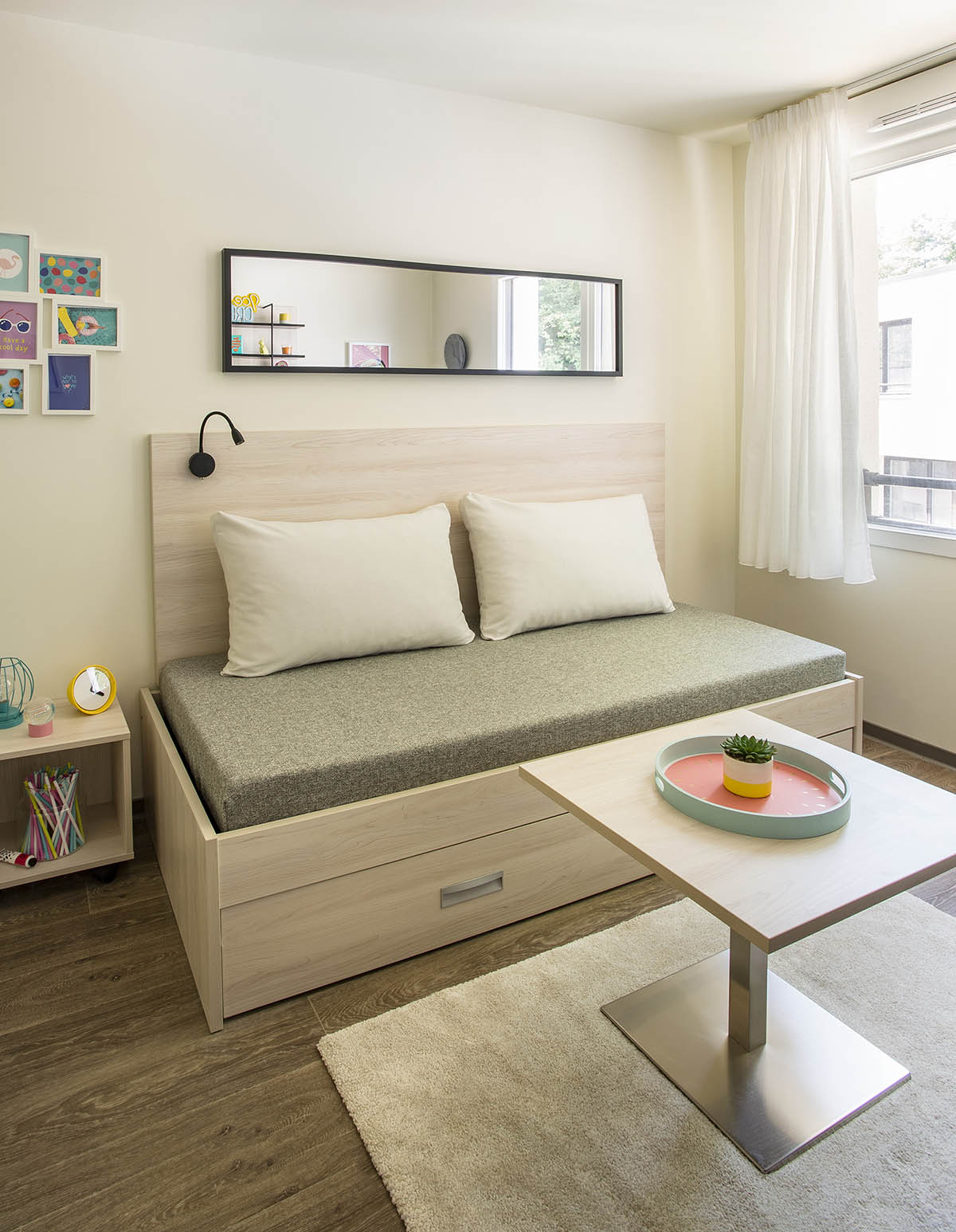 Pièce de vie d'un studio de notre résidence étudiante Le Castel à Nancy